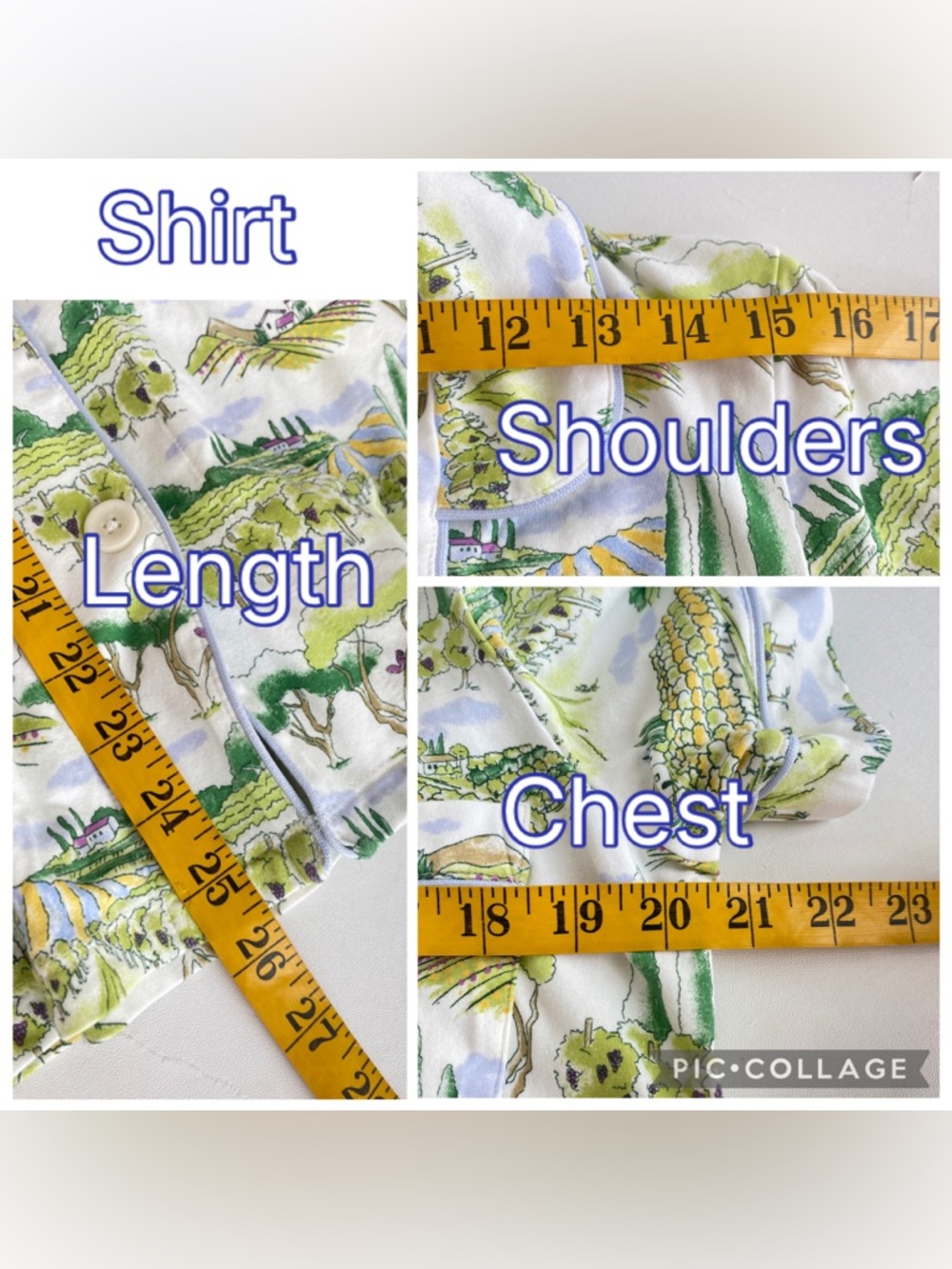 BedHead Pajamas "Wine Country" vineyard Green White Stretch Jersey Cropped MED - Picture 16 of 17
